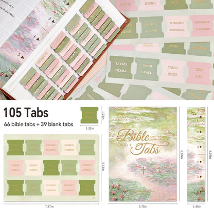 Laminated Bible Tabs, Gold Foil Embossed Lettering Bible Chapter Index Tabs for Women Men, Reposition Large Print Sticky Labels, Easy to Read and Apply, 105Chapters Labels for Easy Navigation (Black)
