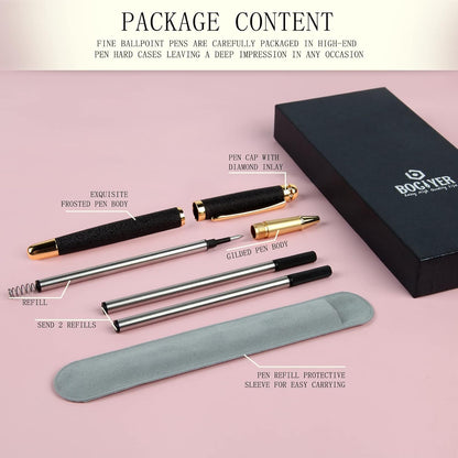 Rollerball Liquid Ink Pens,Best Luxury Ball Pen Gift Set for Women,Black Ink Fancy Pen Refillable for Executive Office,Professional,pretty pens,cool pens,Nice cute Designer Pens(Purple)