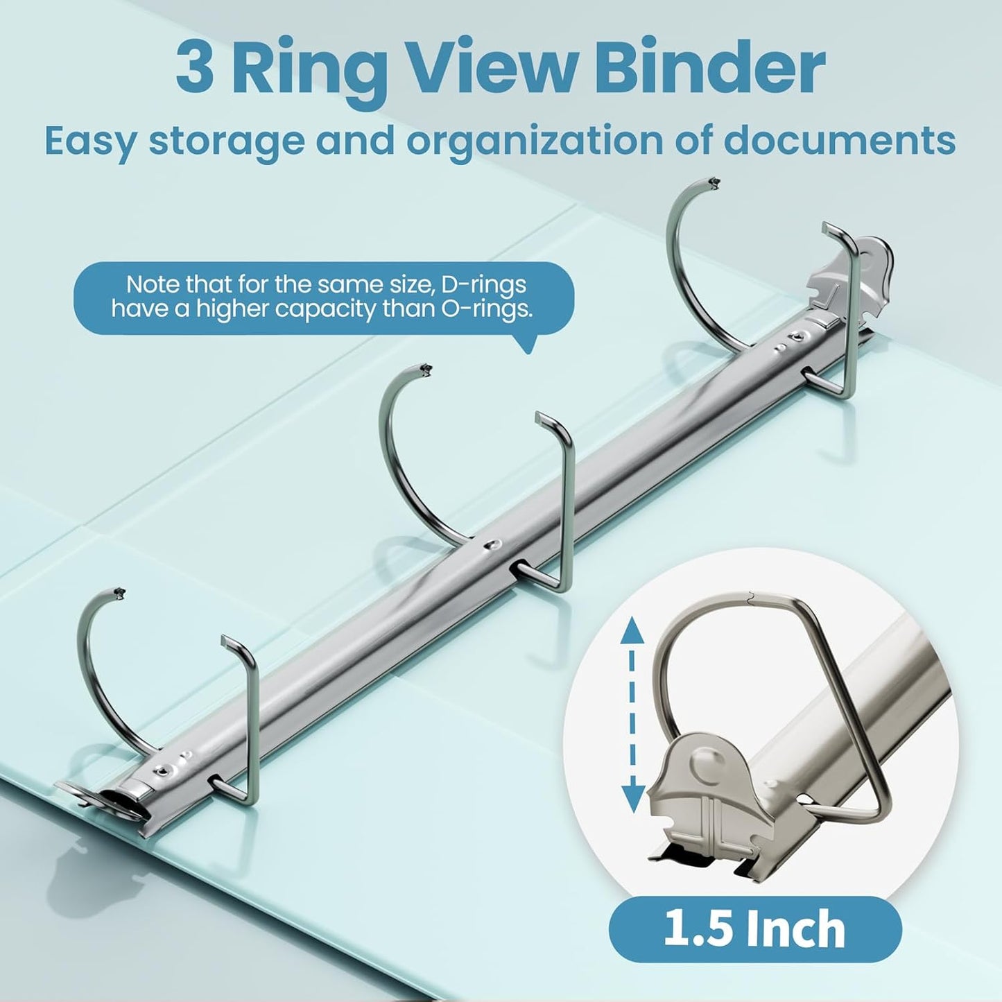 SUNEE 3 Ring Binder 2 Inch, Clear View Binder Three Ring PVC-Free (Fit 8.5x11 Inches) for School or Office Supplies, Light Purple, 1 Pack