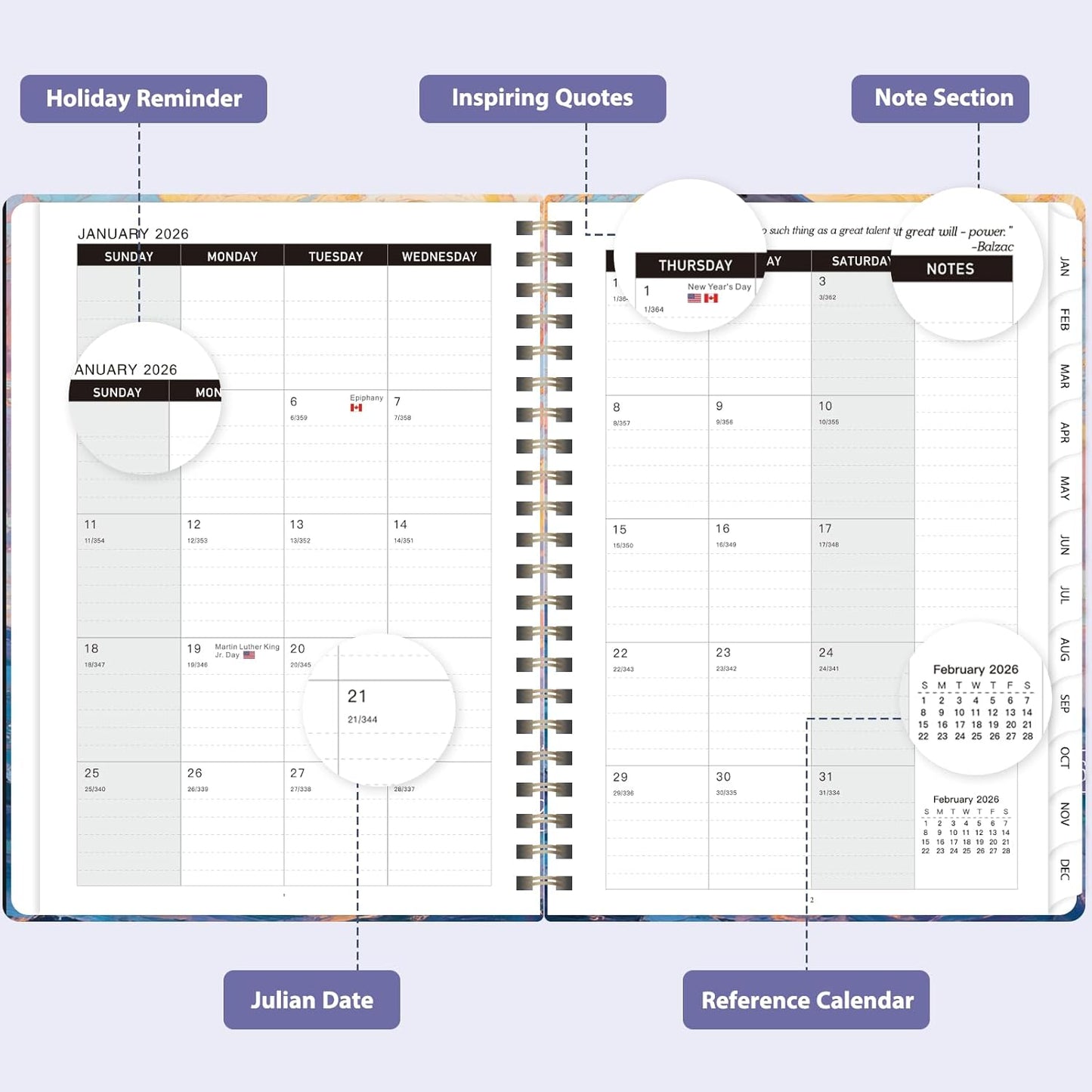 Planner 2026-2027, Weekly and Monthly Academic Year Calendar Planner, July 2026 - June 2027, Daily Agenda Book for Office School Supplies, A5(6.3'' x 8.5'')
