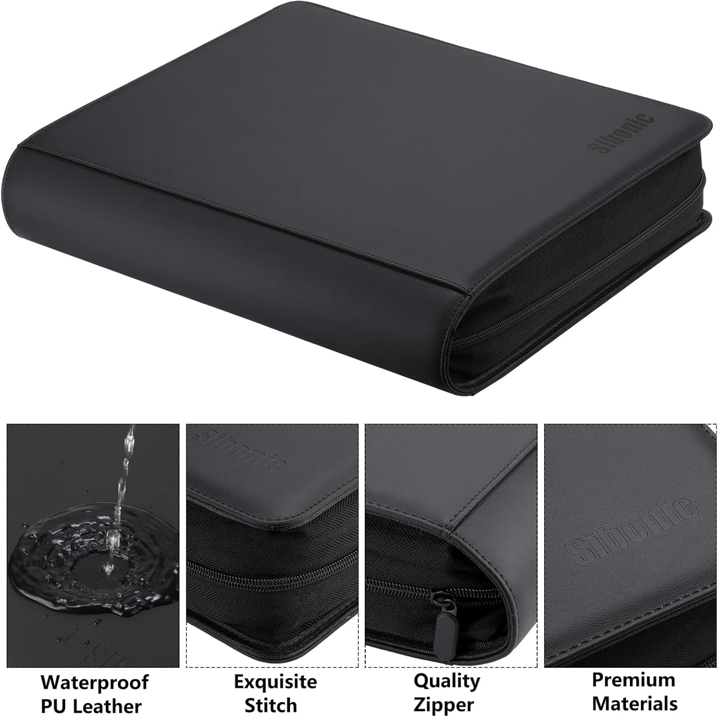 9 Pocket TopLoader Binder, Holds 360 3”x4” Toploader Hard Cases, Sleeves Card Collection Binder, 20 Double Sided Pages, Compatible with Trading & Sports Holder - Black