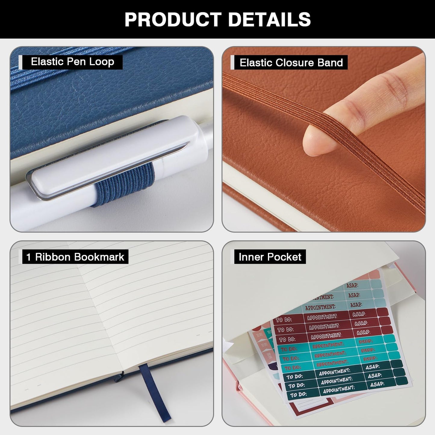 NIRMIRO Small Notebook Journals, 3 Pack Mini Pocket Note pads for Men & Women Writing, A6 Small Leather Notepad 3.7" x 5.7" with Pen, Black, Red, Green