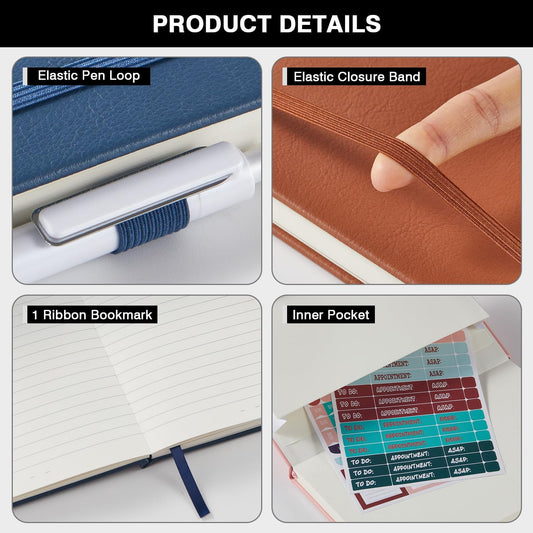 NIRMIRO Small Notebook Journals, 3 Pack Mini Pocket Note pads for Men & Women Writing, A6 Small Leather Notepad 3.7" x 5.7" with Pen, Black, Red, Green
