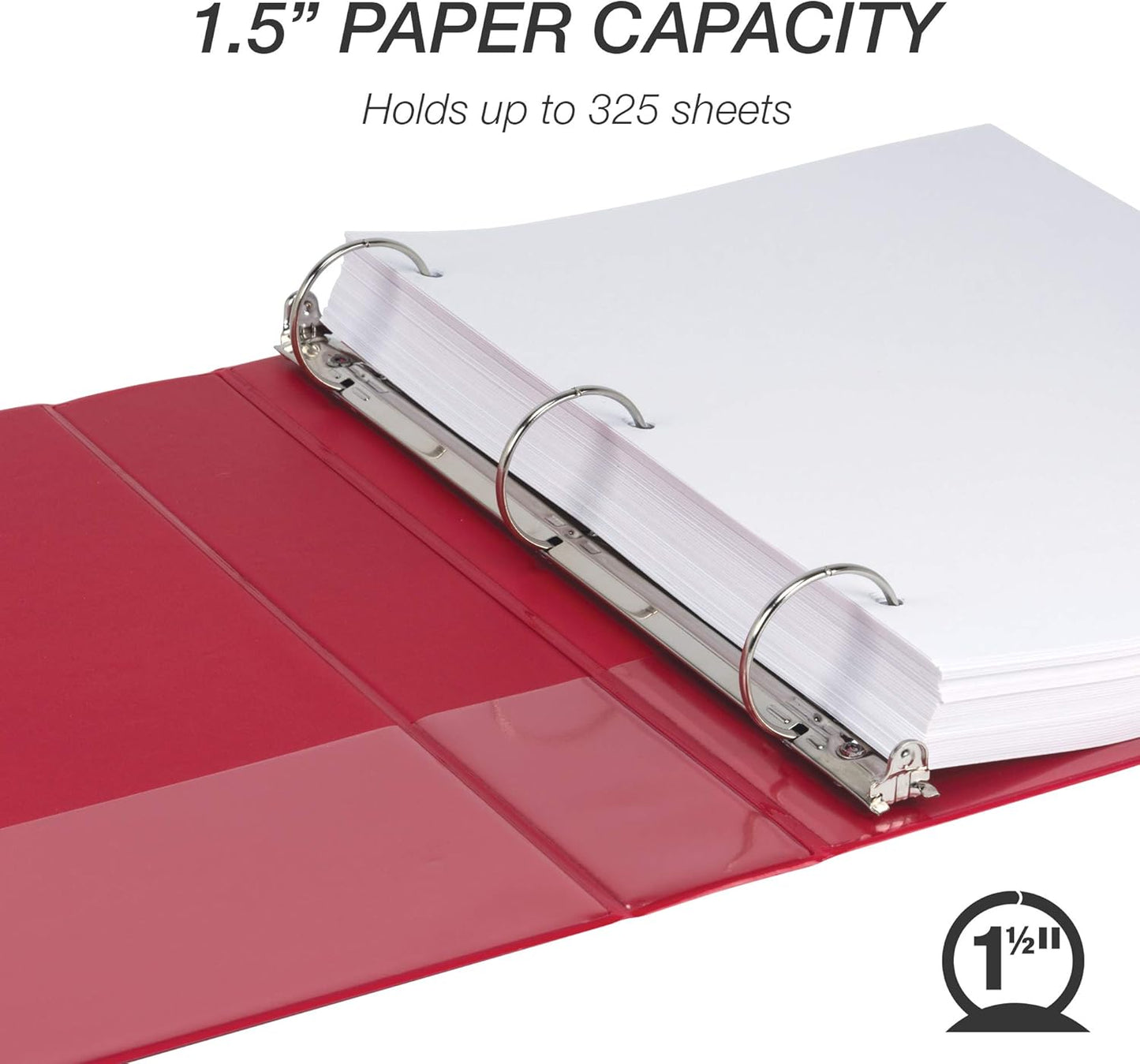 Samsill 1.5 Inch 3 Ring Binders, Economy Round Ring, Clear View Cover, 325 Sheet Capacity - for School, Home, Office - White, 4 Pack