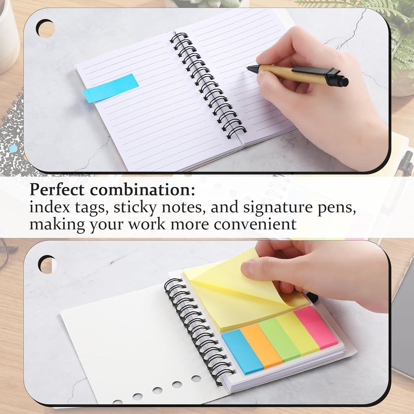 Qilery 30 Pack Composition Lined Spiral Notebook Small Notepad and Pen Set Steno Pads Lined Notepad Black Pocket Notebook for Business Office School Supplies