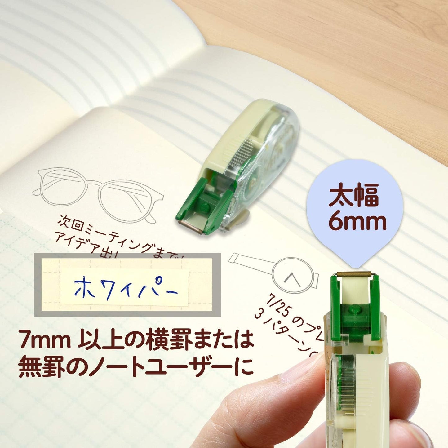 PLUS WH-814Y Correction Tape, Whitepaper Pouch, Cream Tape, 0.2 inches (4 mm), 51-642 x 2