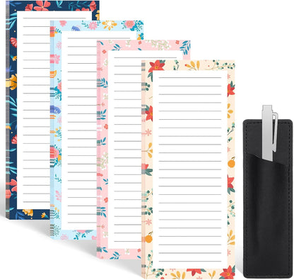 Thboxes 4 Pack Magnetic Note Pad for Fridge with Pen Holder, Totally 200 Sheets Grocery List Magnet Pad for Refrigerator Magnetic Shopping List Pad（Fruit Design）