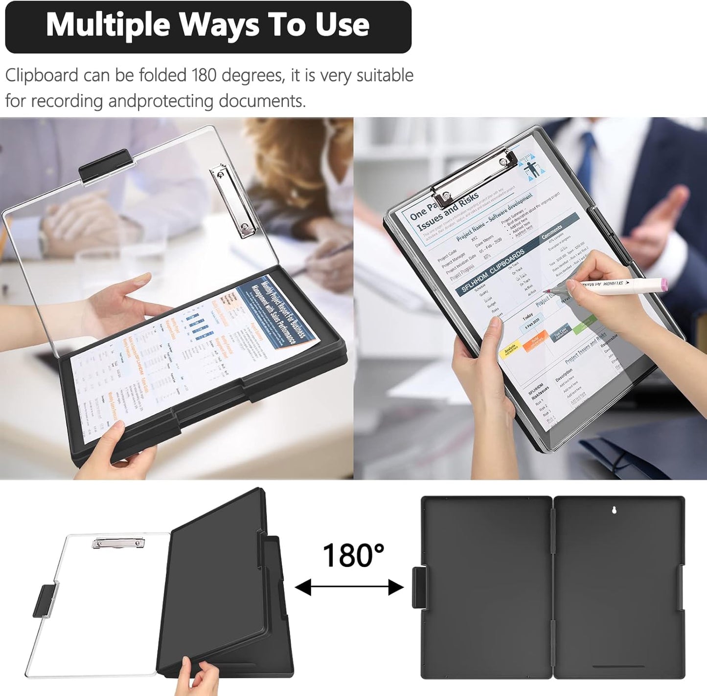 SFLHHDM Clipboard with Storage,Heavy Duty Clip Boards 8.5x11 with 2 Storage Case,Clear Visible Panel Storage Clipboards,Side Opening Nursing Clipboard Folder for Office Supplies-Light Purple