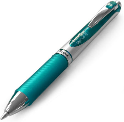 Pentel EnerGel RTX Retractable Liquid Gel Pen, (0.7mm) Medium Line, Metal Tip, Black Ink, Box of 12 (BL77-A)