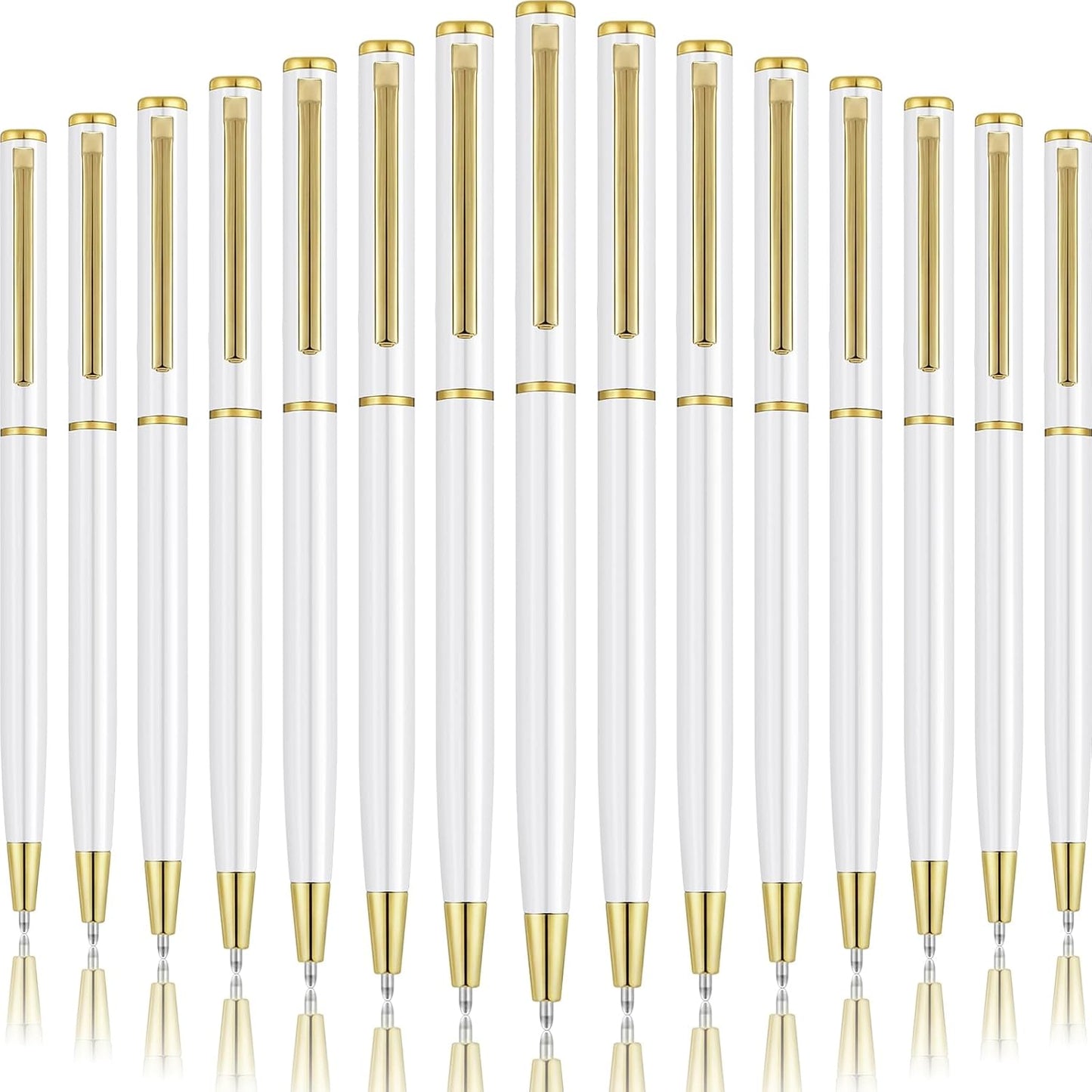 Zonon 240 Pcs Gold Metal Slim Ballpoint Pens Bulk Retractable Metallic Black Ink 1 mm Medium Point Smooth Writing Pens for Wedding Business Office Supplies Students Teachers Men Women Present