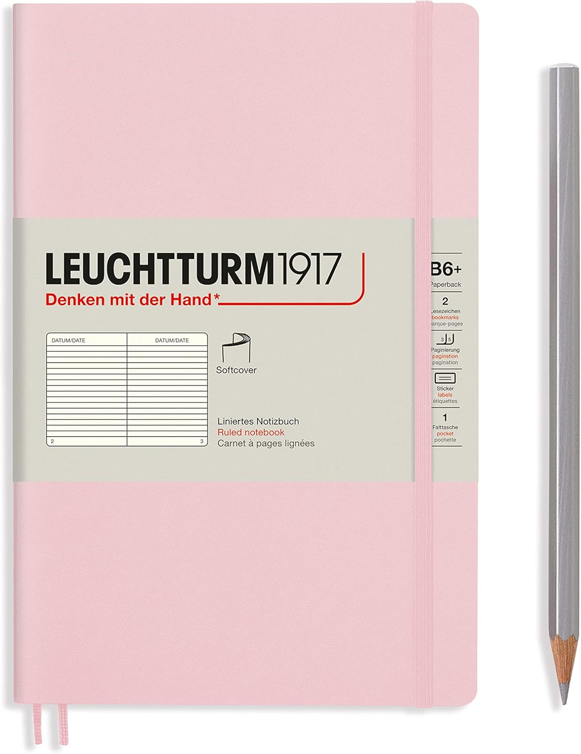 LEUCHTTURM1917 - Notebook Softcover Paperback B6+ - 123 Numbered Pages for Writing and Journaling (Ruled, Rising Sun)