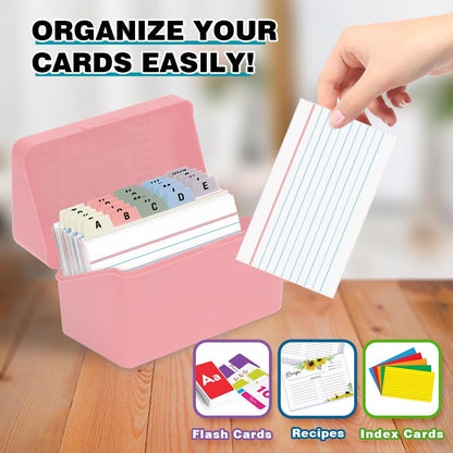 H4D 3x5 Index Card Holder with 100 Heavyweight Ruled Index Cards and 25 Plastic Dividers, Black