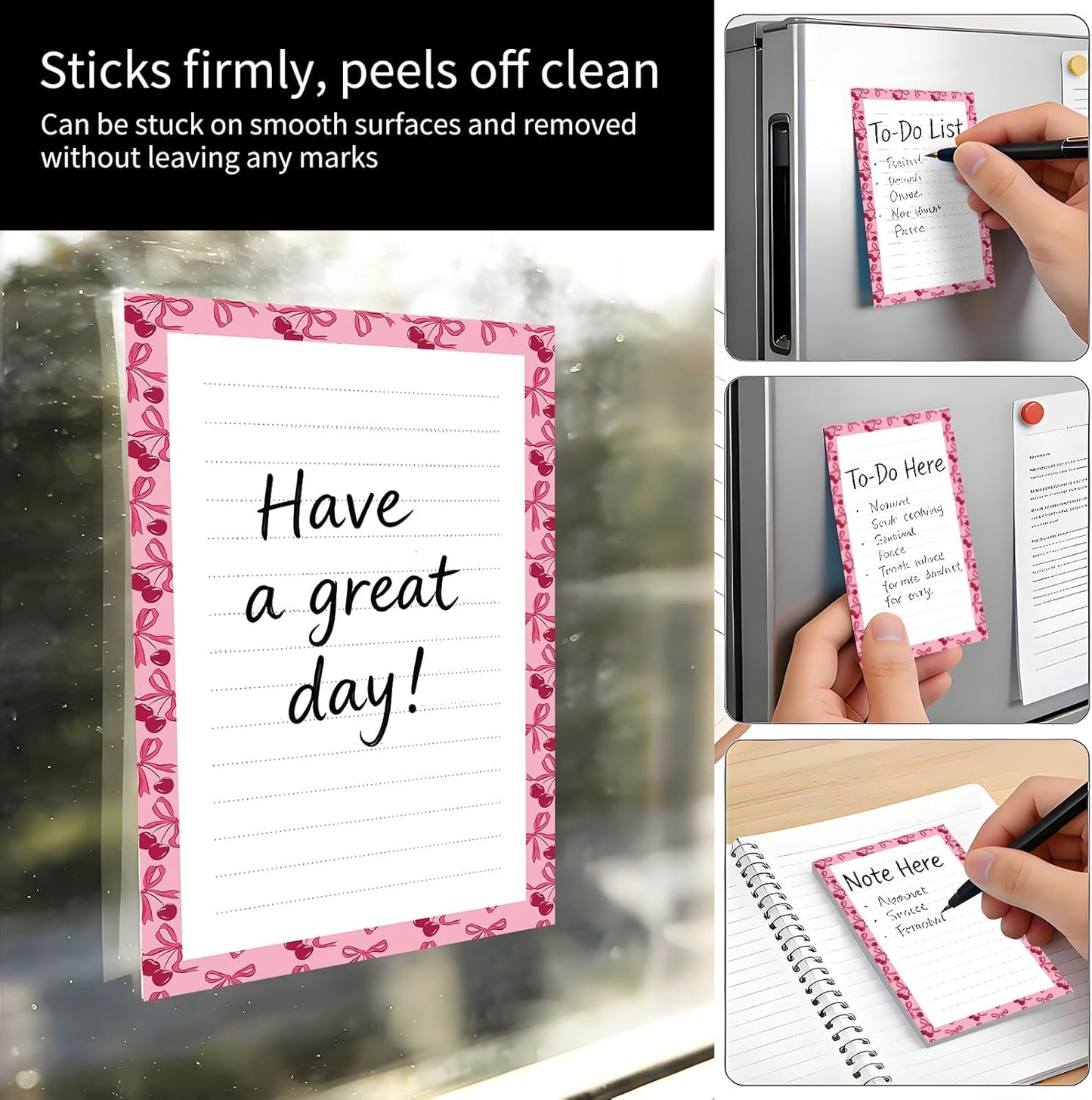 2 Pack Sticky Notes 4x6 in, Funny Large Notepads with Lines, Cute Self-Stick Memo Note Pads for Office, Home, Meeting Luxury Boho Flowers