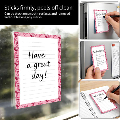 2 Pack Sticky Notes 4x6 in, Funny Large Notepads with Lines, Cute Self-Stick Memo Note Pads for Office, Home, Meeting Luxury Boho Flowers
