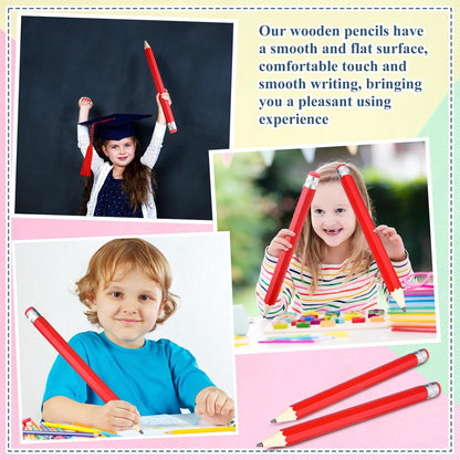 Back to School Gifts for Students 2 Pcs 16 Inch Giant Pencils Wooden Jumbo Pencils Prop Decor Funny with Cap Eraser Large Fun Novelty Gifts for Kids School Kindergarten Home Office(Orange)
