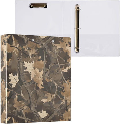 ALAZA Brown Forest Camo Camouflage 3 Ring Binder 1.5 Inch Three Ring Office Binders w/clipboard & 3 Pockets, Hold 200 Sheets, 1 pc