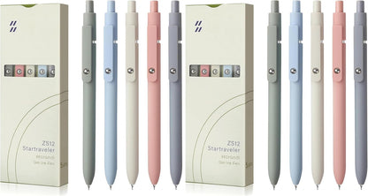 FIOVER 5pcs Gel Pens Quick Dry Ink Pens Fine Point Premium Retractable Rolling Ball Gel Pens Black Ink Smooth Writing for School Office Home