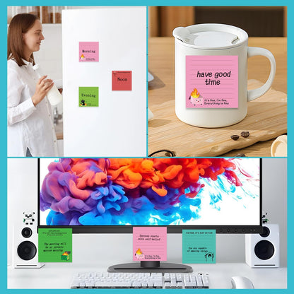 Inspirational Sticky Notes Gifts - 9 Pack Funny Positive Quotes Notepads 3x3 Inches, Fun Motivational Self-Adhesive Memo Pads Office Study Supplies for Friends Coworkers (450 Sheets)