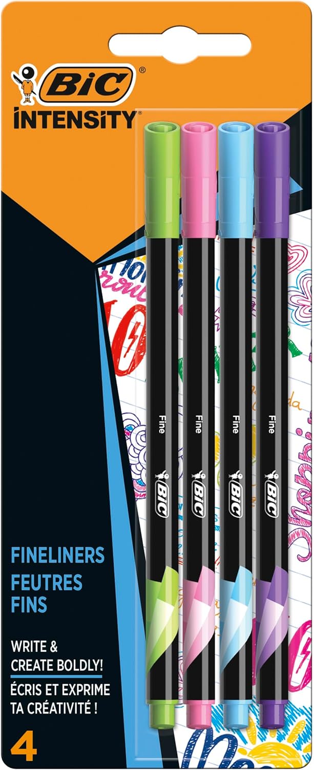 Bic Intensity 0.4 mm Fine Point Writing Felt Tip Pens (Pack of 12) 12 Black