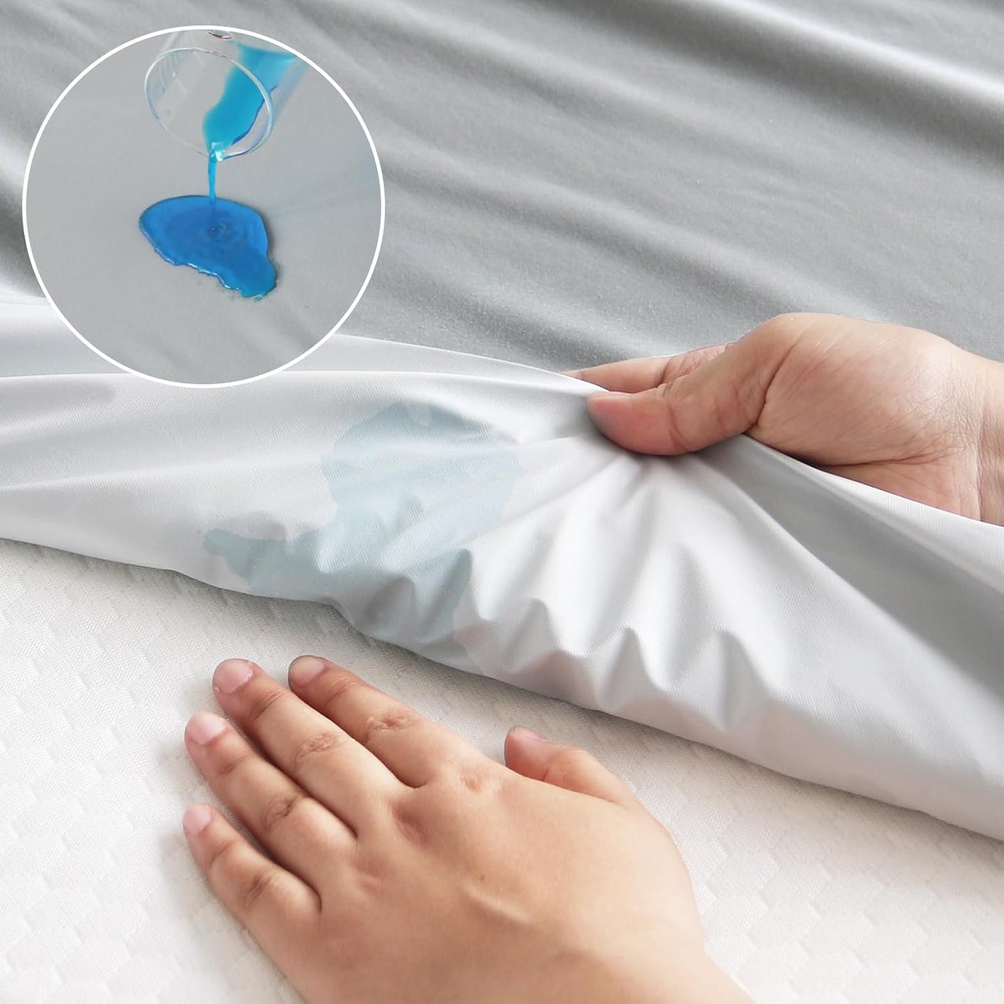 Magik & Kover Twin Mattress Protector Waterproof Cover 2 Pack, Waterproof Bed Twin Fitted Sheet Only, Machine Washable Deep Pocket Single Size Mattress Cover for Kids with Elastic Rubber Band, Grey