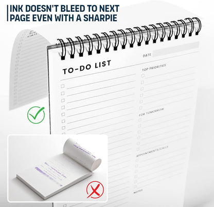 To Do List Notepad: With Multiple Functional Sections - 6.5 x 9.8" 60 Sheets - Spiral Daily Planner Notebook - Task CheckList Organizer Agenda Pad for Work - Note & Todo List Organization Notebooks