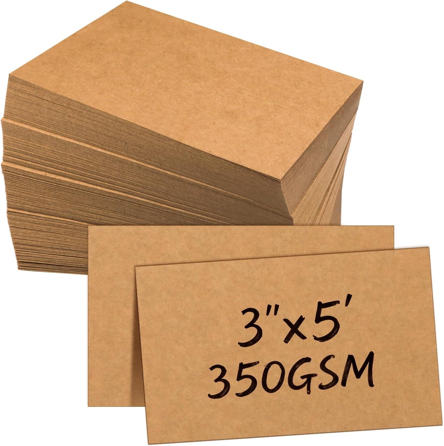 Bercoor 300 Pack Blank 3 x 5 Inch Index Cards, Heavy Study Cards, Note Cards for Office, School Learning, Kraft Paper