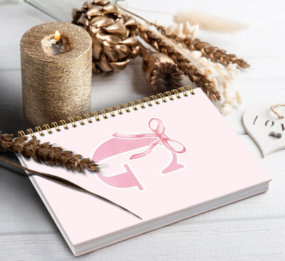 Blue Bow Journal Notebook for Girls,Initial H Journals Personalized Diary Gifts for Teen Girl Kids,Monogrammed Gifts for Women,Trendy Coquette Cute Hardcover Spiral Notebook 5.5 x 8.3 - Colors A