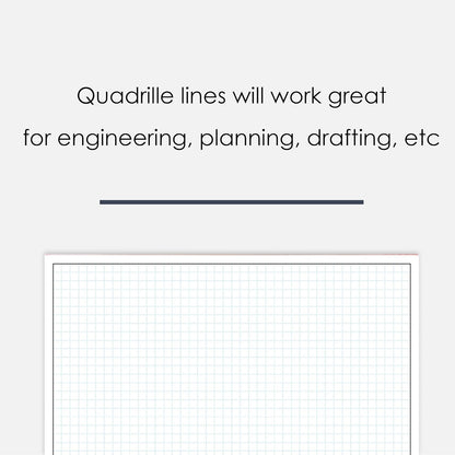 GeekNavy 11" x 17" Quadrille Graph Paper 50 Sheets Landscape - 0.25" 4x4 Square Grid, Blueprint, High Brightness, Border-Outlined, Large Drafting (1-Pack)