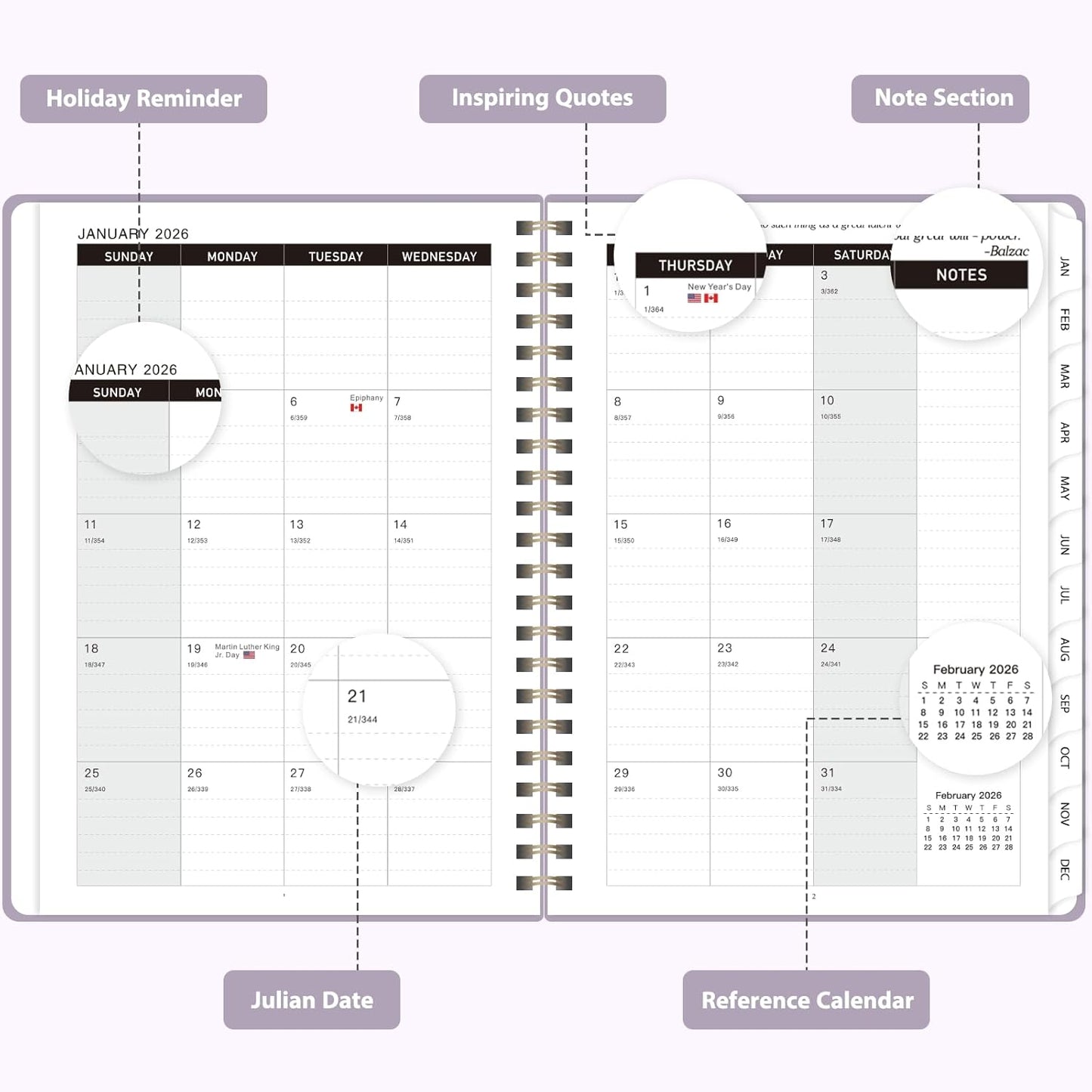 Planner 2026-2027, Weekly and Monthly Academic Year Calendar Planner, July 2026 - June 2027, Daily Agenda Book for Office School Supplies, A5(6.3'' x 8.5'')