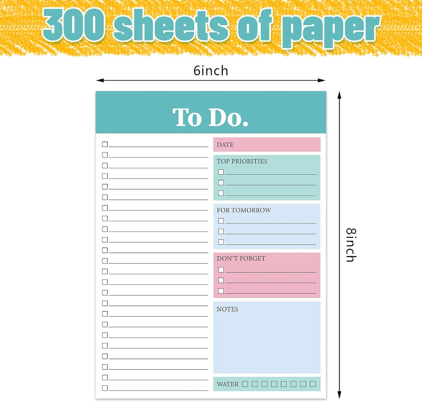 Spakon 300 Sheets Daily to Do List Notepad Notebook Library Card to Do Planner Checklist Memo Writing Pad Schedule Reminder Office Homework Planner for Task, 6" x 8(Retro,Beige)