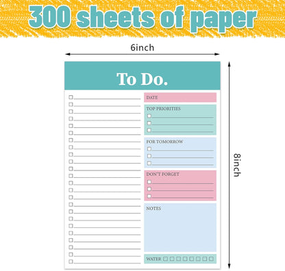 Spakon 300 Sheets Daily to Do List Notepad Notebook Library Card to Do Planner Checklist Memo Writing Pad Schedule Reminder Office Homework Planner for Task, 6" x 8(Retro,Beige)