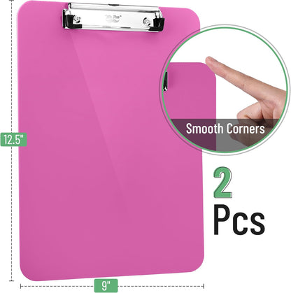 Mr. Pen- Plastic Clipboard, 12.5" x 9", 2 Pack, Clipboard Plastic, Low-Profile Metal Clip with Retractable Hanging Hole
