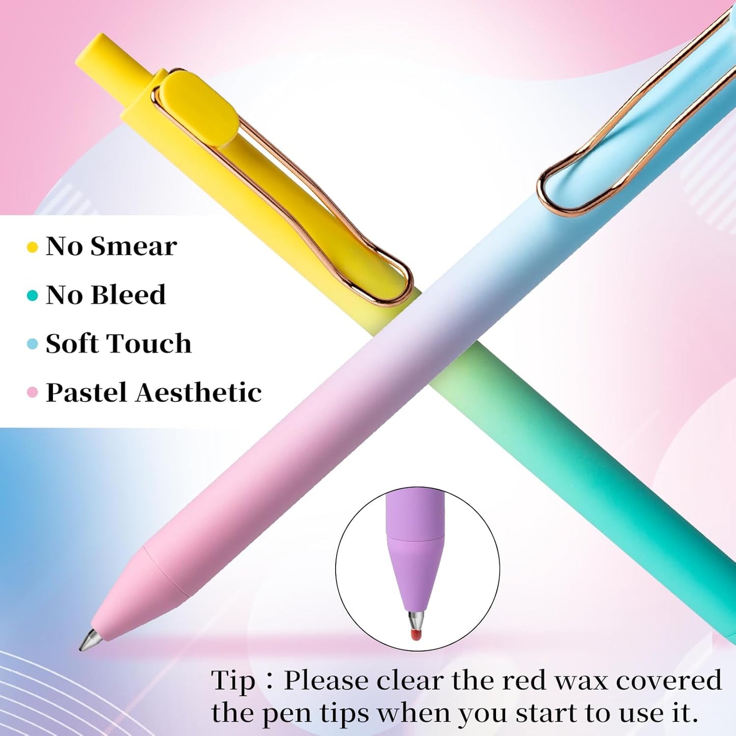 Drawdart Gel Pens, 6 Pcs Smooth Writing No Bleed & Smear, Black Ink Cute Fine Point (0.5mm), Retractable Aesthetic Journaling School Office Supplies for Women & Men