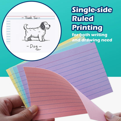 Index Cards 4x6 Lined Ruled Flash Note Cards 4" x 6", White, 100 Count, 220 GSM Heavy Weight