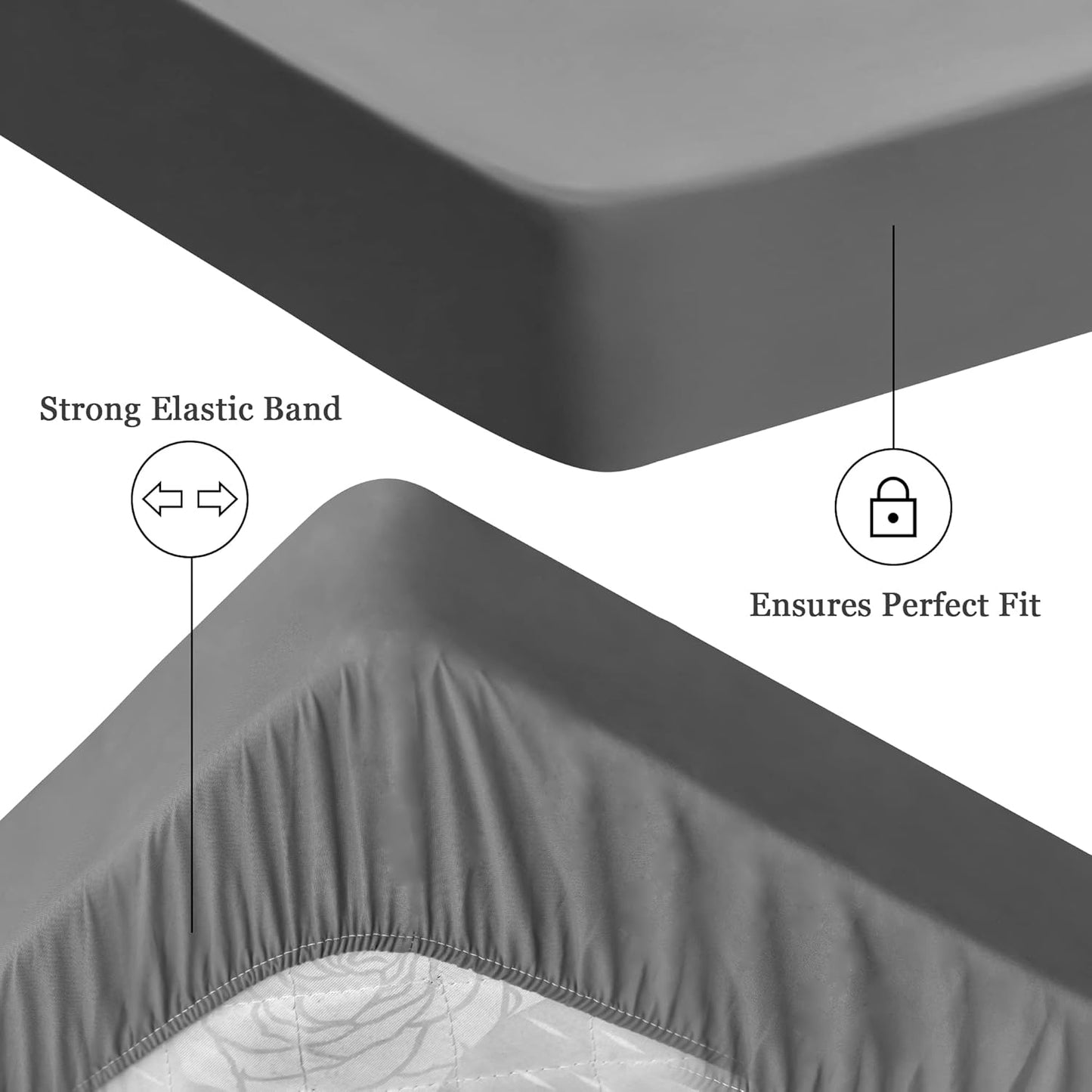 Sufdari Mattress Protector,Waterproof 18" Deep Pocket Mattress Cover Fitted Sheet Style with Elastic Rubber Band,Washable and Easy Care-Black,Queen