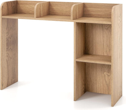 Tangkula Desktop Bookshelf, Countertop Storage Hutch with 5 Shelves for Computer Desk, Desk 3-Tier Display Rack, Multipurpose Wood Desktop Hutch Storage Organizer for Dorm Office Home