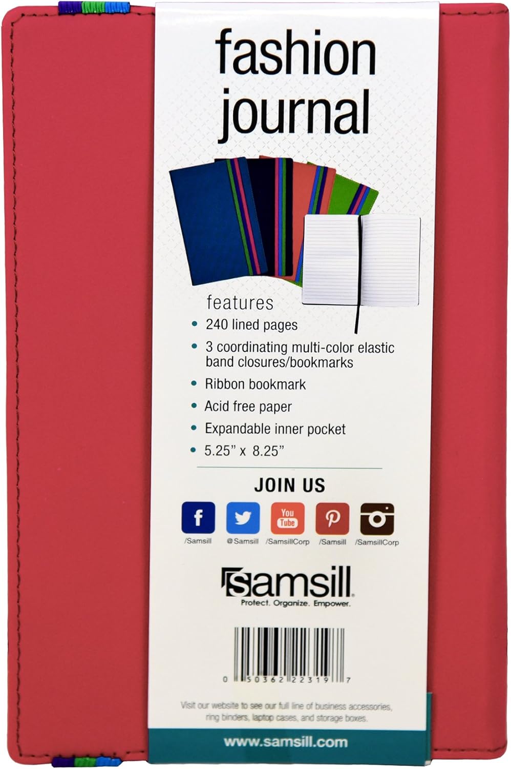 Samsill Large Hardcover Notebook, 240 Lined Notebook Pages, Black, 7.5 x 10 Inch