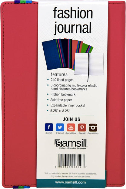 Samsill Large Hardcover Notebook, 240 Lined Notebook Pages, Black, 7.5 x 10 Inch