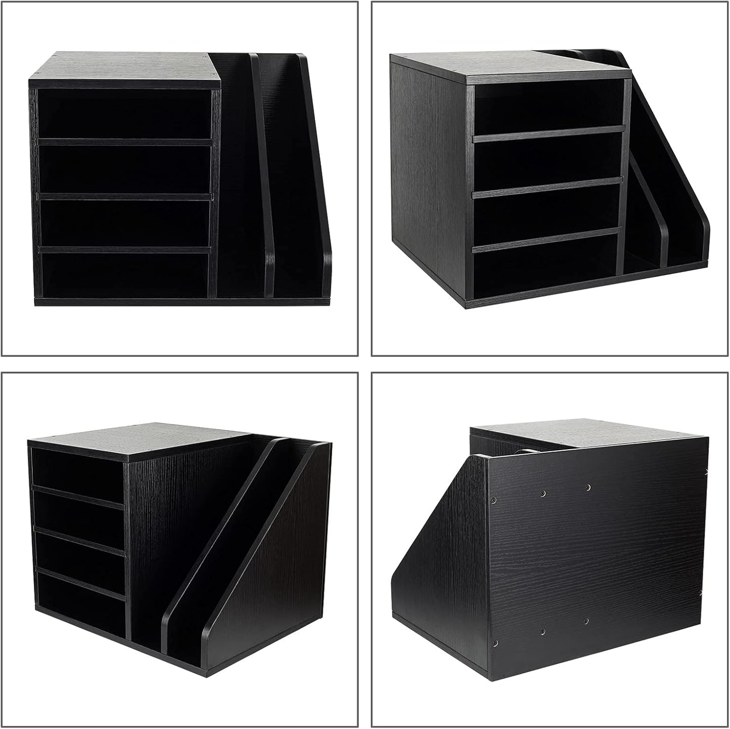 PAG Wood Desktop File Holder Organizer Mail Sorter for File Folders, Mails, Envelopes, Mailing Supplies or Magazines, Brown