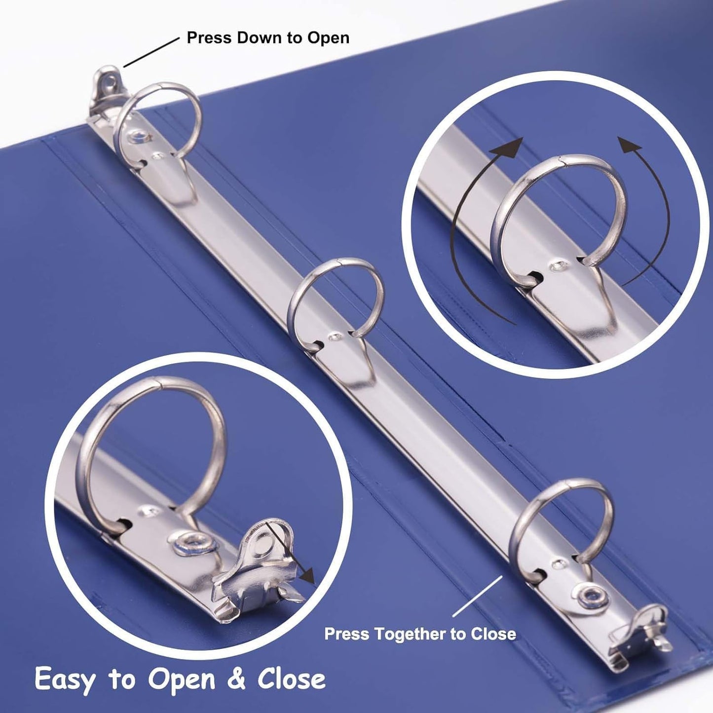 Trail Maker 1 inch Binders (50 Pack), 3 Ring Hardcover Binders in Bulk with Clear View Cover, Pockets for Classroom, Office, Portfolios | Bulk School, Teacher, Office Supplies (White Only Pack)