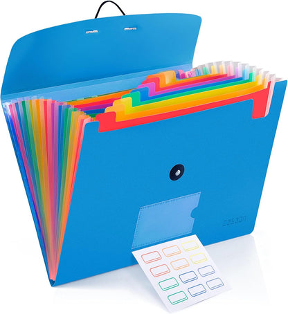 13 Pocket Expanding File Folder Accordian File Organizer, A4 Letter Size Paper Document Receipt Holder for School Office Supplies, Black