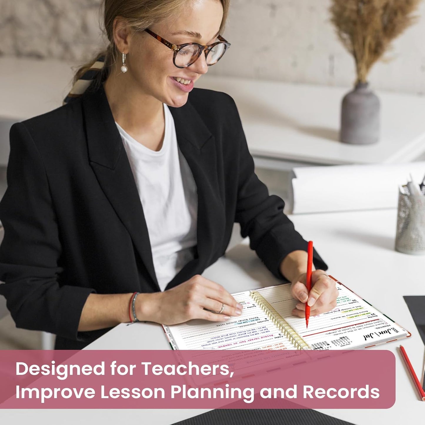 Planner 2026-2027, Academic Year Monthly and Weekly Calendar Planner, Jul 2026 - Jun 2027, Hardcover Teacher Student Planning Agenda book with Tabs, Perfect for School Office Supplies, 6.3" x 8.5" - Wildflowers
