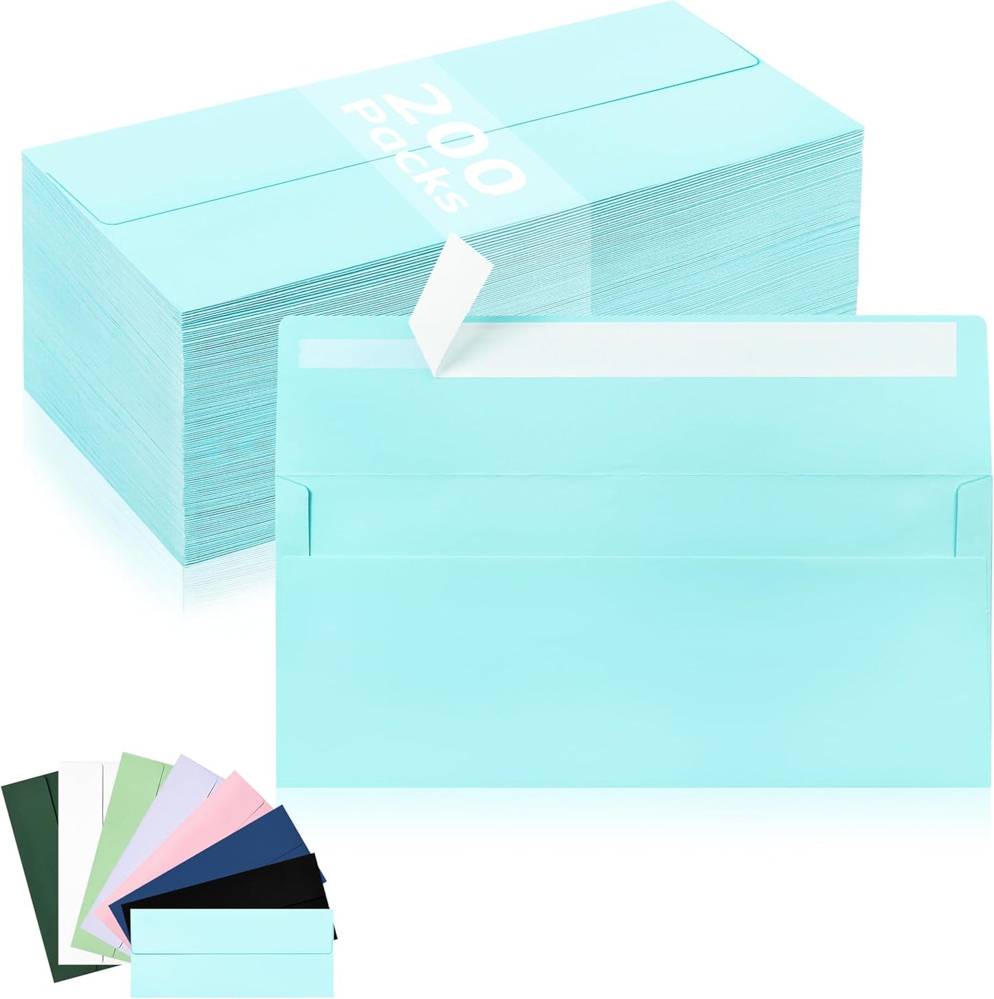 50 Pack #10 Business Envelopes, Sage Green Standard Envelopes Self Seal, Letter Size Mailing Envelopes for Checks Letters Invoices Statements Birthday Graduation Wedding, 4 1/8 x 9 1/2 Inch