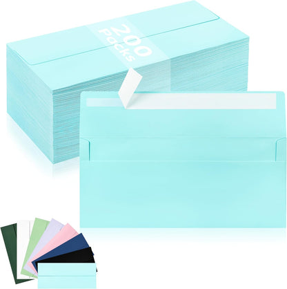 50 Pack #10 Business Envelopes, Sage Green Standard Envelopes Self Seal, Letter Size Mailing Envelopes for Checks Letters Invoices Statements Birthday Graduation Wedding, 4 1/8 x 9 1/2 Inch