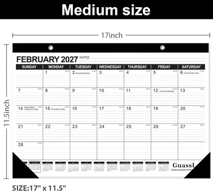 GuassLee Desk Calendar 2026-2027 - 19 Months Academic Calendar 17" × 11.5" Desktop Calendar from Jun. 2026 to Dec. 2027 with Julian Date for Home School Office Desk Top Organizing