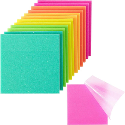 Mr. Pen- Transparent Glitter Sticky Notes, 3”x3”, 12 Pads, 600 Sheets, Colorful, Plastic Glitter Sticky Notes Bulk, Self-Stick Note Pads for Women, Office, School, Home, Study & Organization