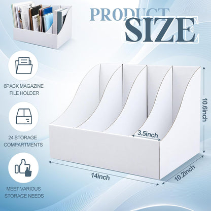 3 Pack Cardboard Magazine File Holders 12 Grids Vertical Book Bins 10.6'' x 10.2'' x 14'' Magazine Document Storage Box for Desk Shelves Home Office Classroom Library Use (Black)