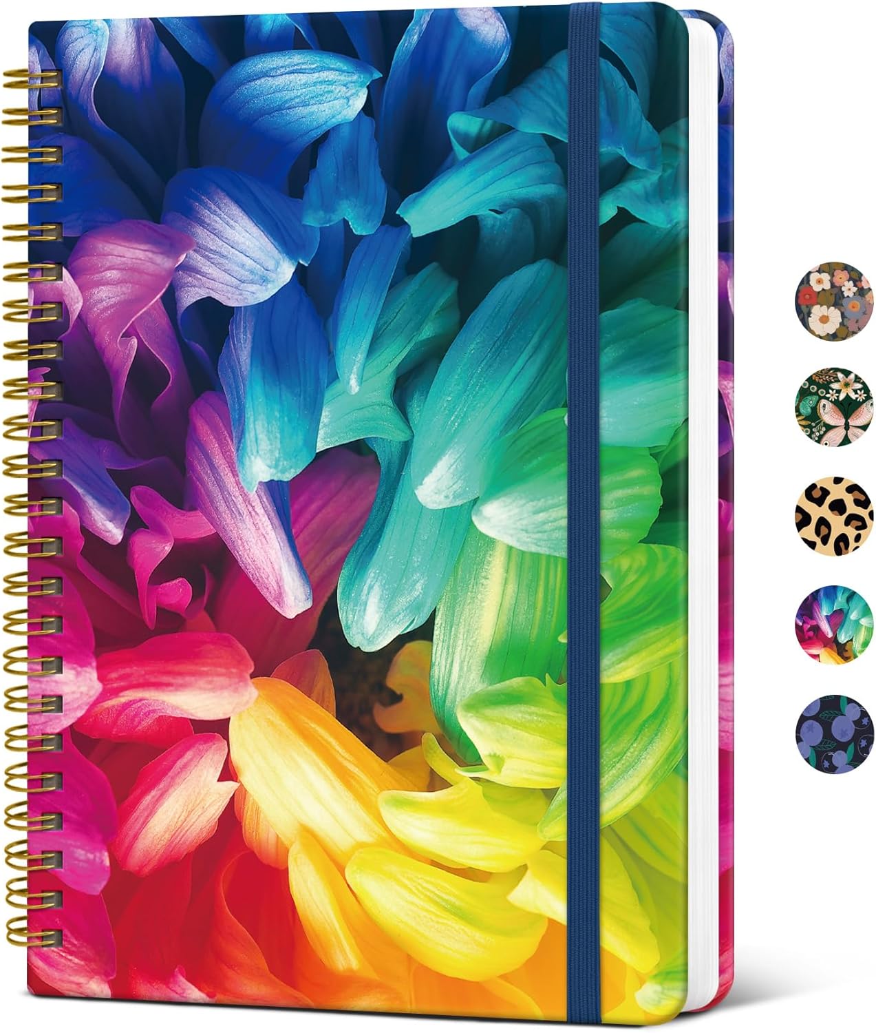 Taja Lined Spiral Journal Notebook for Women, A5 Cute College Ruled Hardcover Notebook for Work & Note Taking, Pretty Journal for Writing, 140 Pages, Flower Garden