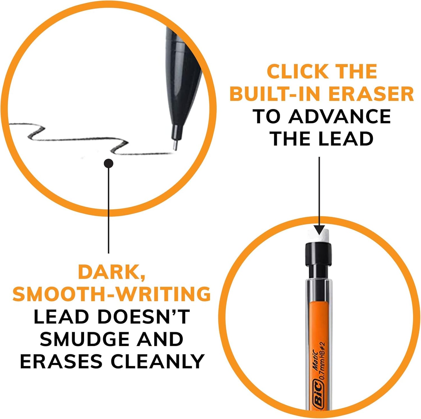 BIC Xtra-Precision Mechanical Pencils with Erasers, Fine Point (0.5mm), 5-Count Pack Mechanical Drafting Pencil Set