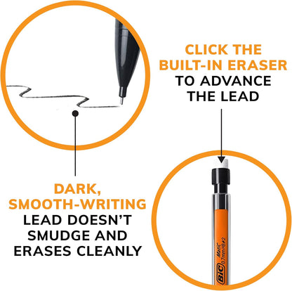 BIC Xtra-Precision Mechanical Pencils with Erasers, Fine Point (0.5mm), 5-Count Pack Mechanical Drafting Pencil Set